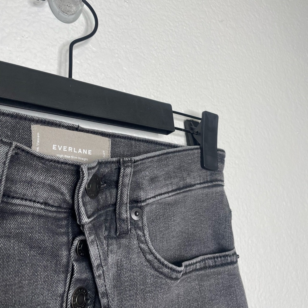 Everlane High-Rise Slim-Straight Ankle Jeans Charcoal Grey Size 25 Ankle - Picture 10 of 14